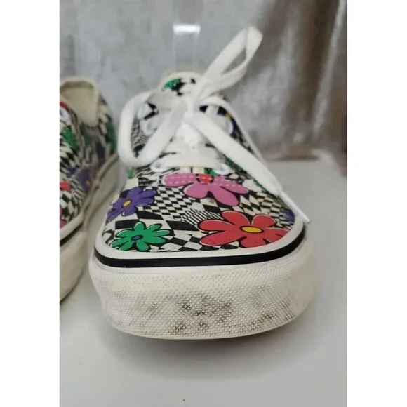 Vans Authentic Printed Floral/Check Men's Classic Skate Shoes Size 10 red green - Picture 3 of 11